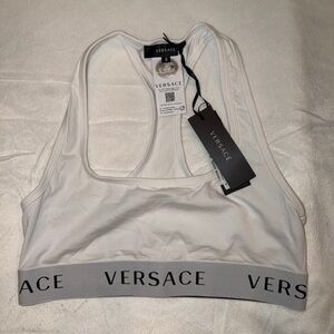 Versace White Logo Racerback Bralette